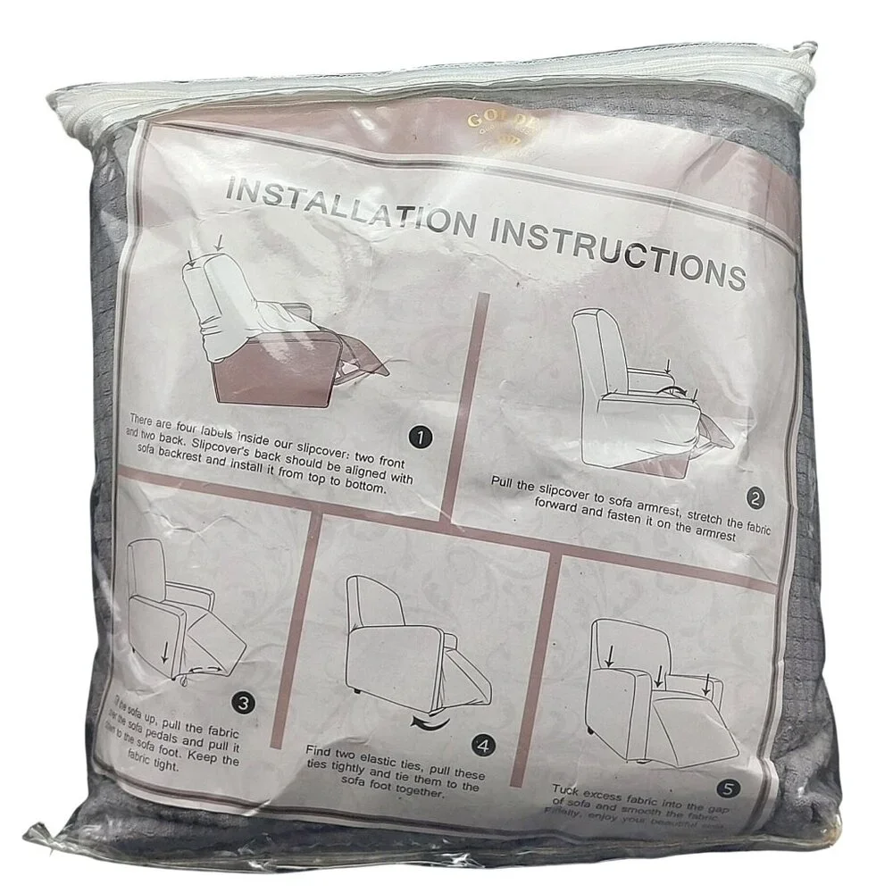 NWT Golden Furniture Slipcover for Recliner Chair Light Grey Easy Care 2-Way Str